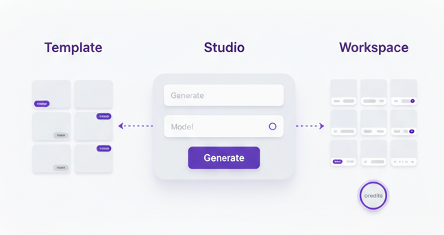 Templates to Studios to Workspace workflow