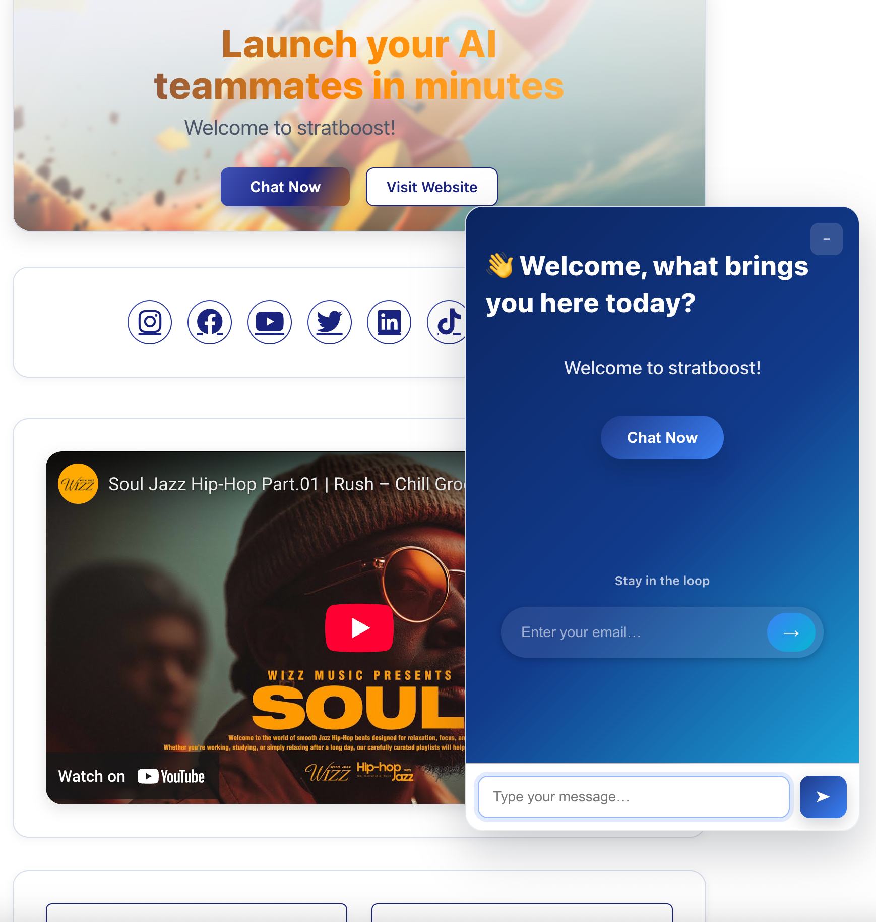 Botly Smart Tree showing a customer-facing chat widget with link buttons